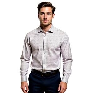 Calvin Klein Slim Fit Performance None Iron Check Dress Shirt Mens 16.5 34-35